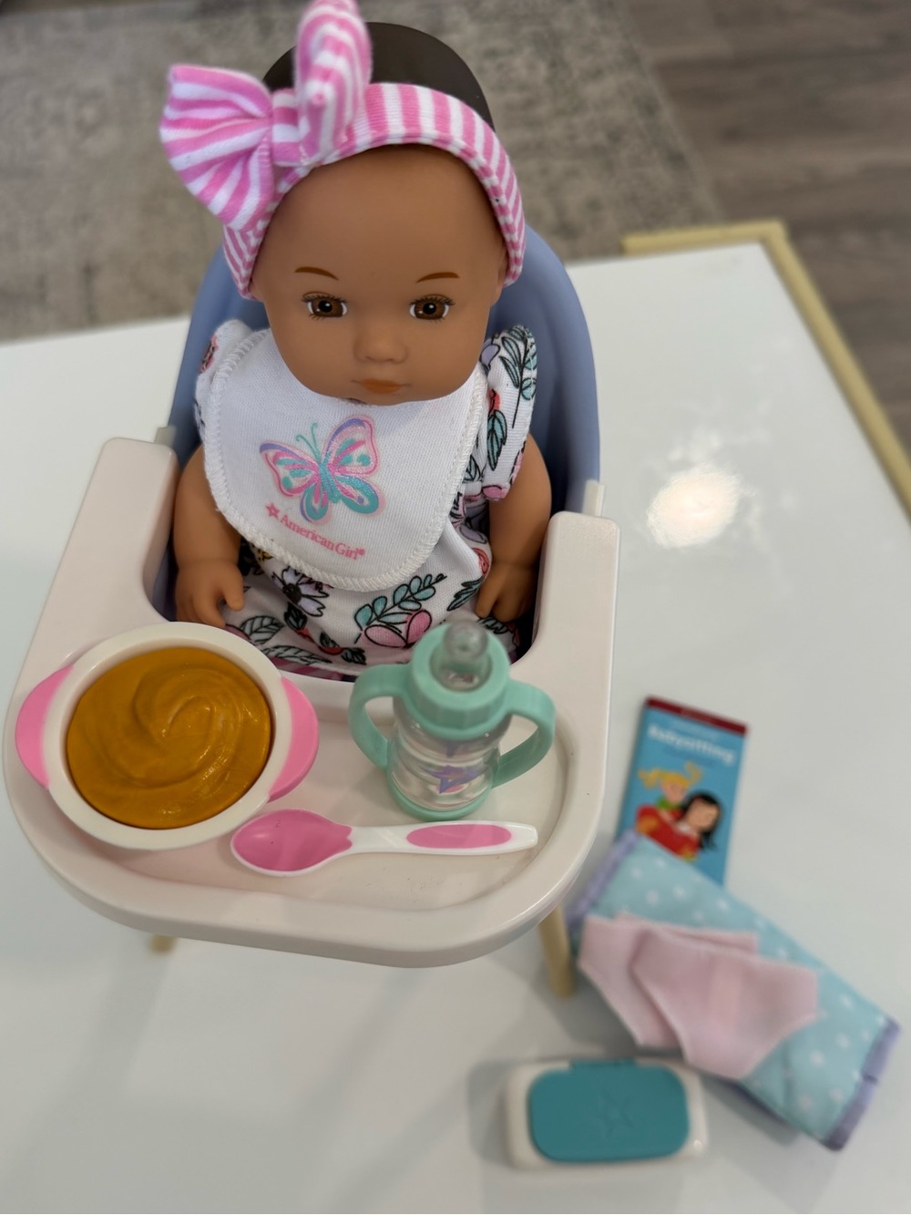 Authentic American Girl Bitty Baby Caring for Baby Set w/ High Chair & More